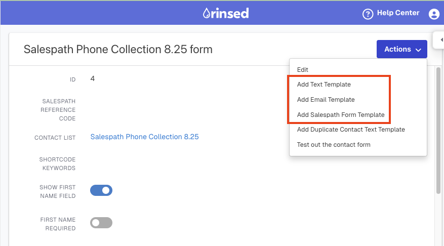Collect contact information with Salespath – Rinsed